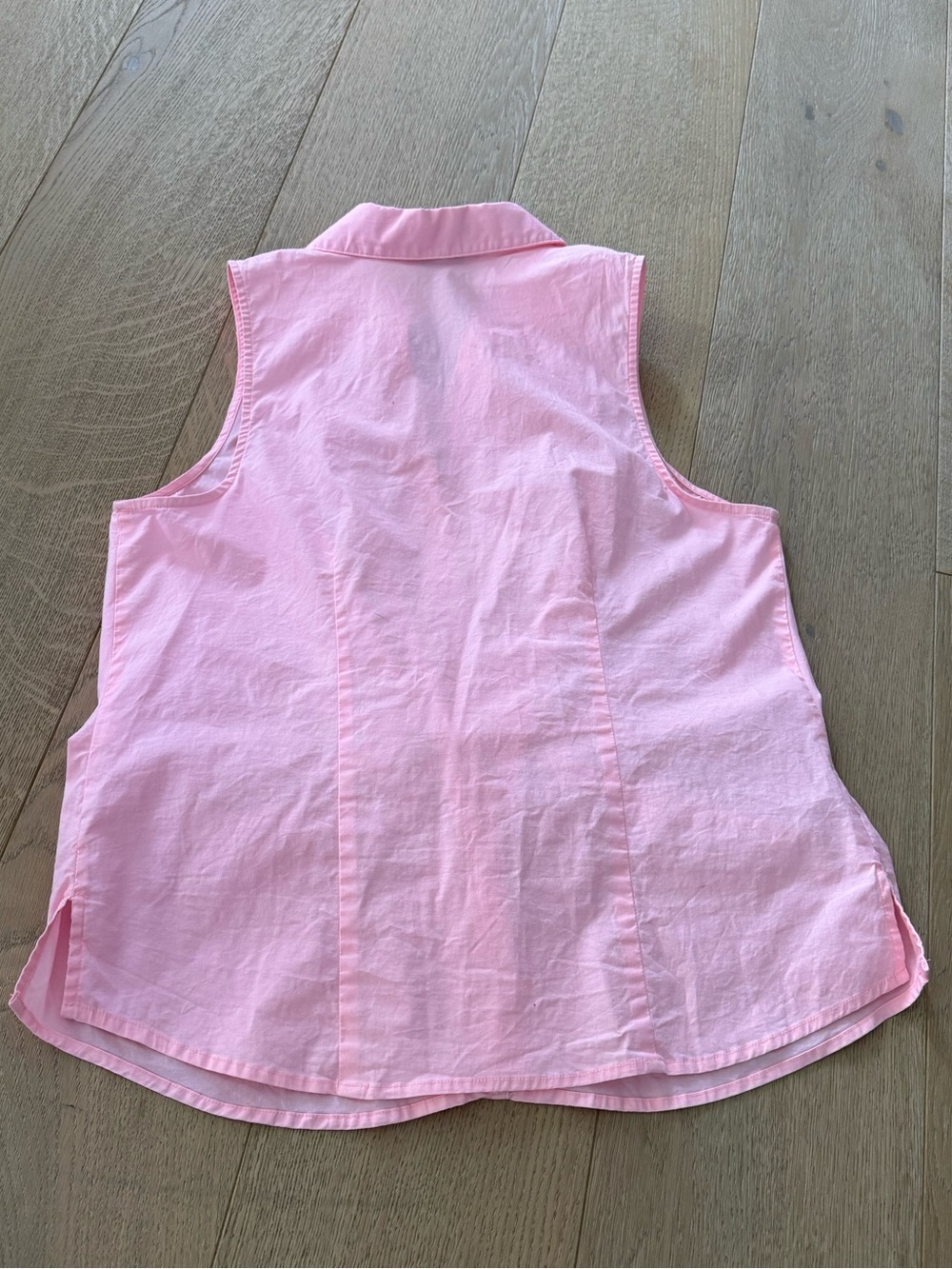 Nine West Front Tie Pink Button Up Sleeveless Blouse Size Large - Picture 7 of 7